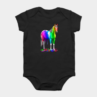 Colorful Rainbow Paint Horse Baby Bodysuit